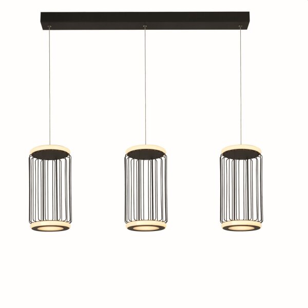 LED Lampe à suspendre Noir Blanc Métal 3000 K 996 lm L : 90 cm