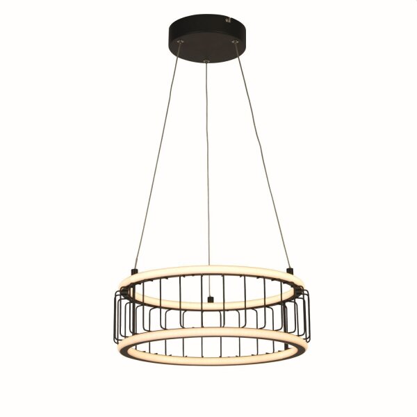 Suspension LED Ring Ø 38 cm Noir Blanc 3000 K 1976 lm