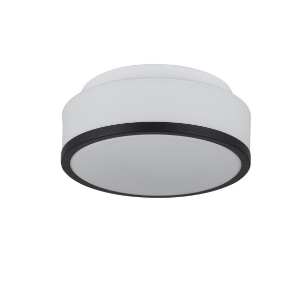 Plafonnier de salle de bain Ø 23 cm rond verre blanc noir IP44