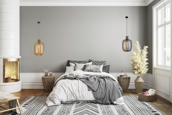 Lampe à suspendre verre fumé E27 D : 30 cm H : max. 120 cm Gris