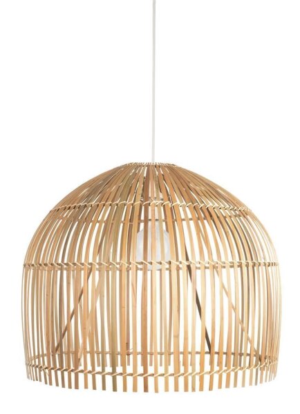 Suspension E27 Ø 60 cm Blanc Naturel Bois Bambou Corbeille Boho