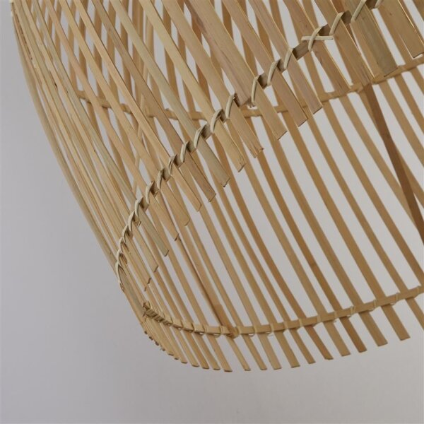 Suspension E27 Ø 60 cm Blanc Naturel Bois Bambou Corbeille Boho