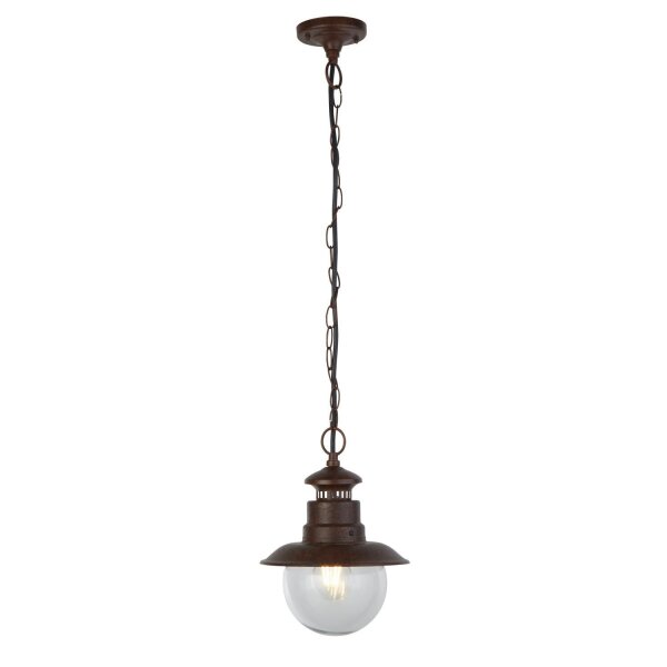 Lampe à suspendre extérieure IP44 E27 D : 21,5 cm en brun rouille JOHN