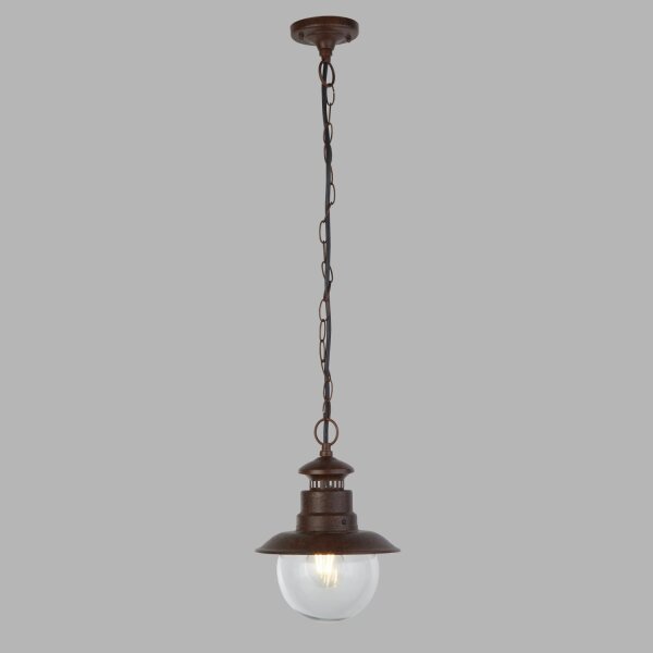 Lampe à suspendre extérieure IP44 E27 D : 21,5 cm en brun rouille JOHN