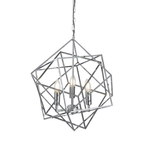 Suspension chrome 3x E14 L : 48 cm Métal Moderne HANNAH