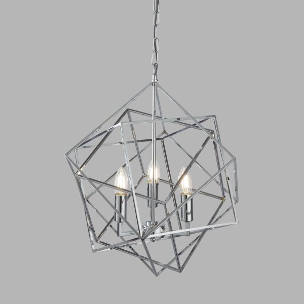 Suspension chrome 3x E14 L : 48 cm Métal Moderne HANNAH