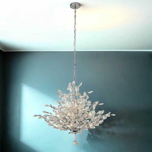 Lampe à suspendre cristal métal Ø 78 cm 11x E14 clair chrome