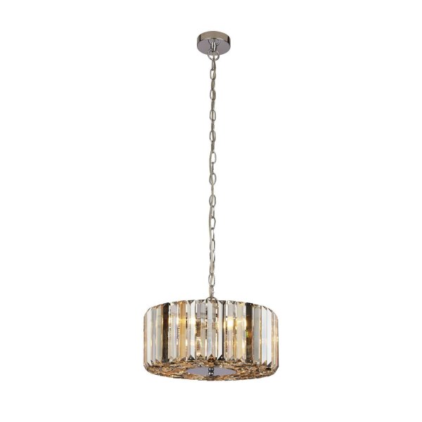 Suspension Art Déco ronde Ø 35 cm cristal verre fumé