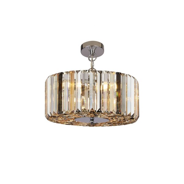 Suspension Art Déco ronde Ø 35 cm cristal verre fumé