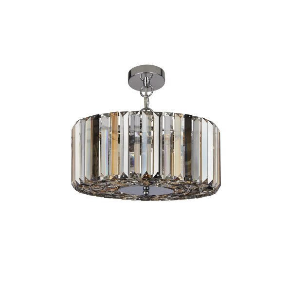 Suspension Art Déco ronde Ø 35 cm cristal verre fumé