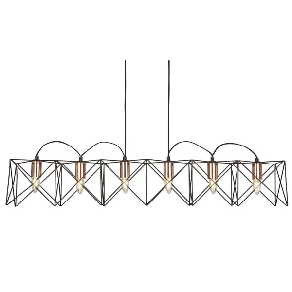 Lampe à suspendre métal 110 cm de long H : max. 145 cm Noir Cuivre