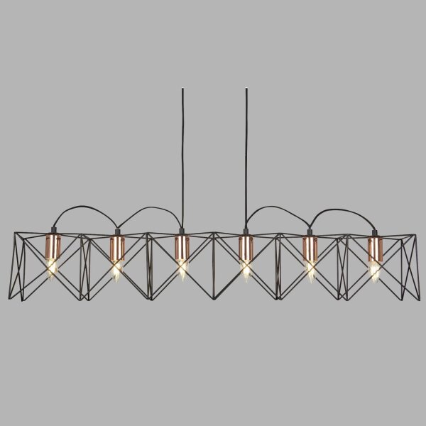Lampe à suspendre métal 110 cm de long H : max. 145 cm Noir Cuivre