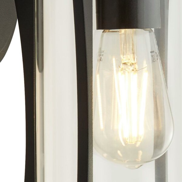 Applique extérieure IP44 E27 noir verre aluminium DIAZ