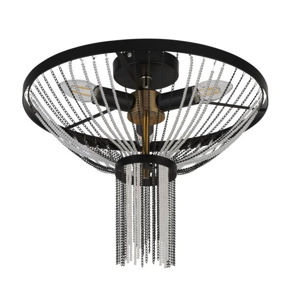 Plafonnier rond Ø 40 cm Noir Métal Acrylique Cristal