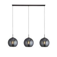 Suspension &agrave; 3 flammes E27 noir gris fum&eacute; L...