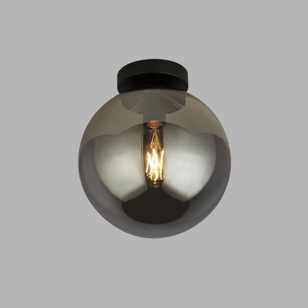 Plafonnier Abat-jour sphérique Ø 25 cm Verre fumé Métal