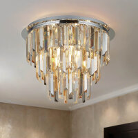 Plafonnier cristal Ø 45 cm verre fumé Art...