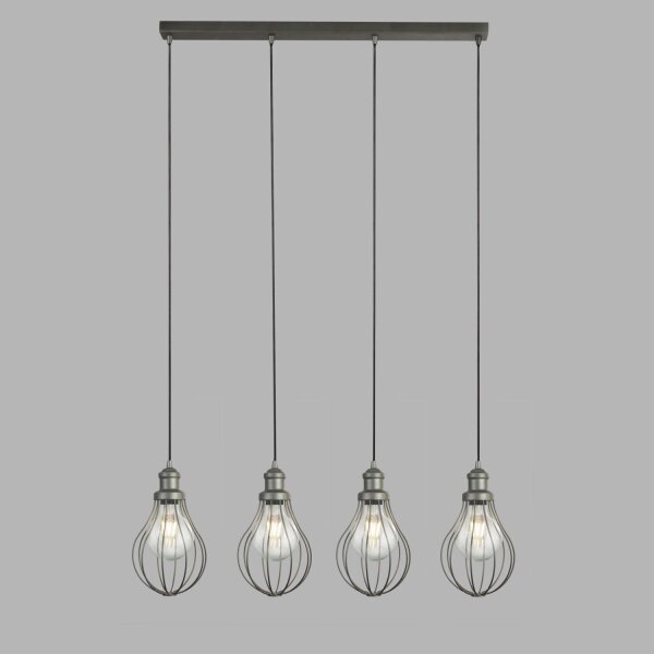 Suspension en métal L : 81 cm H. max. 1,2 m en argent 4x E27