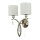 Applique murale 2 flammes en laiton antique naturel E14 tissu