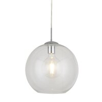 Suspension Verre Boule &Oslash; 25 cm Clair Chrome pour E27