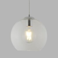 Suspension Verre Boule Ø 25 cm Clair Chrome pour E27