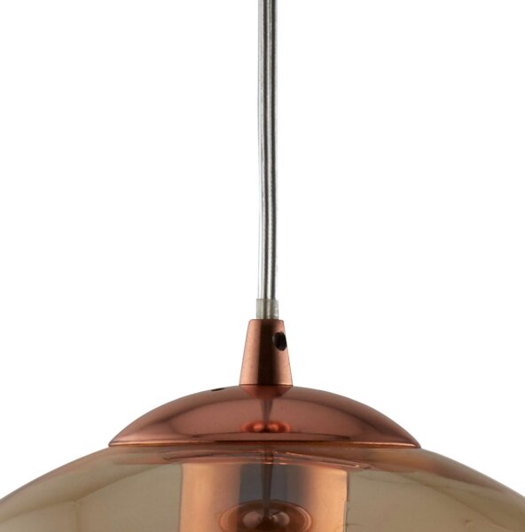 Lampe à suspendre verre rond Ø 35 cm E27 en laiton antique ambre