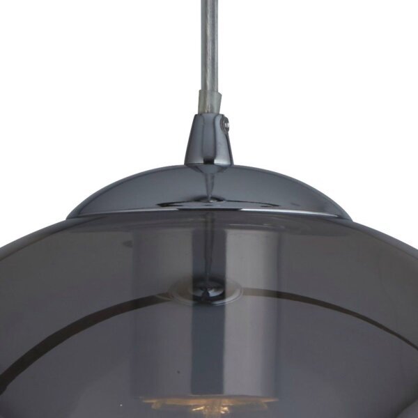 Lampe à suspendre verre fumé D : 35 cm verre métal abat-jour sphérique