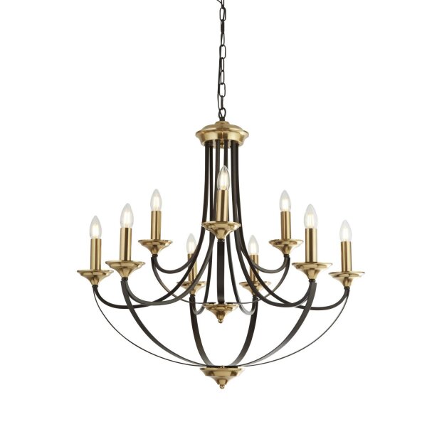 Lustre métal Ø 78 cm 9 flammes E14 en bronze JORGE