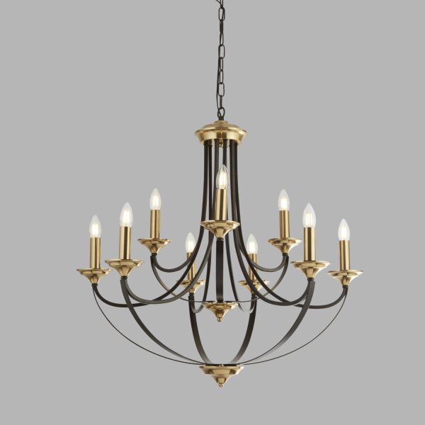 Lustre métal Ø 78 cm 9 flammes E14 en bronze JORGE
