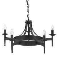 Lustre rond Ø 67 cm fer forgé massif 5x E14