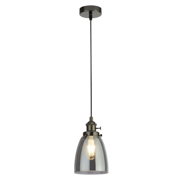 Lampe à suspendre E27 Ø 14 cm Noir Gris Verre fumé étroit