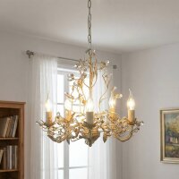 Lustre en cristal Floral en shabby crème or...