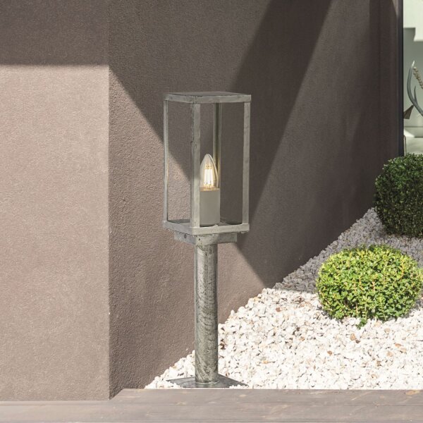 Lampe dextérieur jardin 50 cm IP44 en argent carré E27