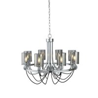 Lustre 8 flammes E14 chrome gris fumé verre...