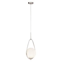 Suspension verre métal E27 en argent blanc Art...