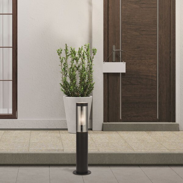 Borne déclairage en acier inoxydable IP44 E27 45 cm noir gris fumé