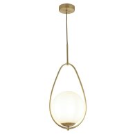 Suspension E27 en or blanc verre métal Art Nouveau