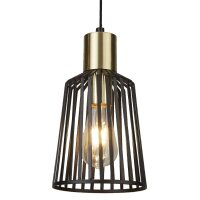 Suspension E27 &Oslash; 16 cm en noir laiton m&eacute;tal