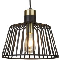 Suspension Noir Laiton E27 &Oslash; 30 cm M&eacute;tal