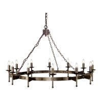Lustre médiéval fer forgé grand...