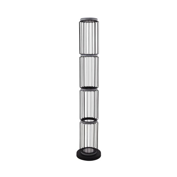 Lampadaire bas LED 117 cm noir blanc rond