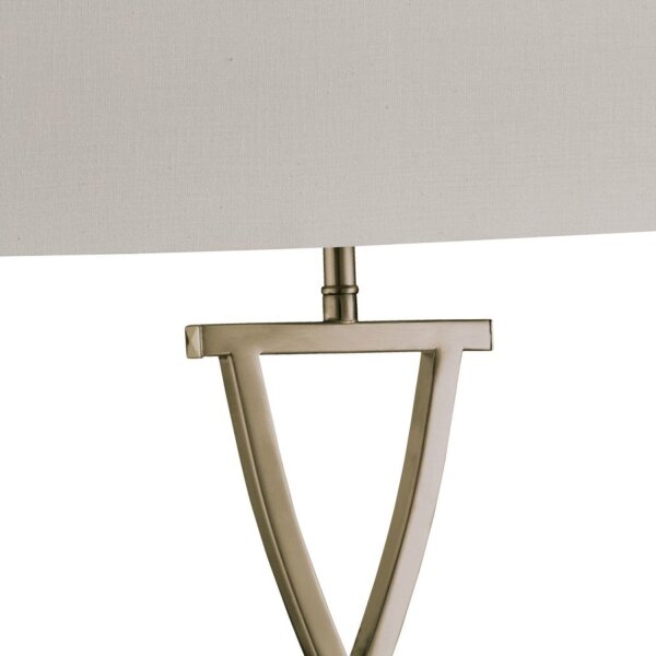 Lampe de table tissu métal H : 48, 5 cm en blanc laiton antique