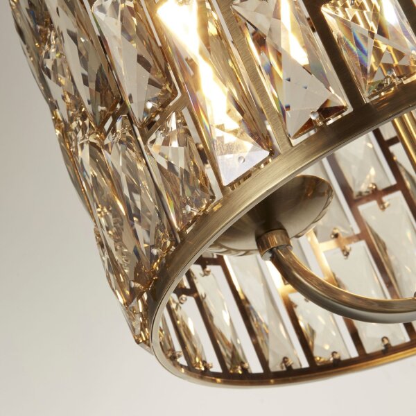 Suspension cristal Ø 38 cm en laiton antique champagne E14