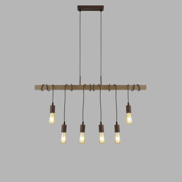 Lampe à suspendre bois poutre L : 100 cm pour 6x E27 Moderne