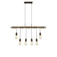Lampe à suspendre bois poutre L : 100 cm pour 6x...
