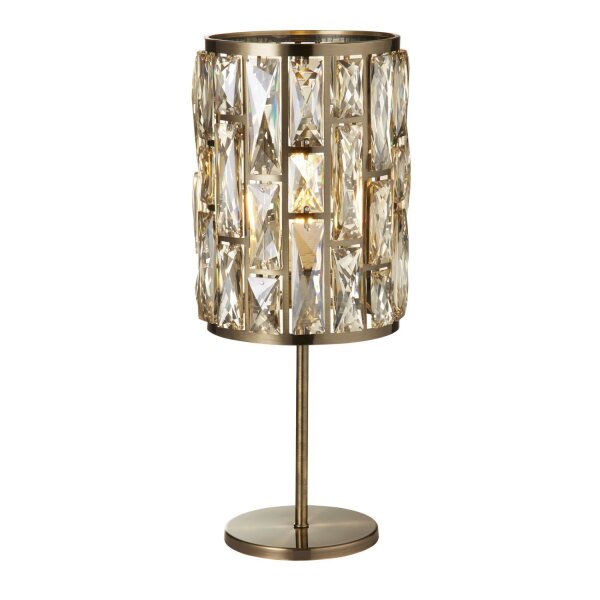Lampe de table en laiton antique champagne E14 47 cm cristal