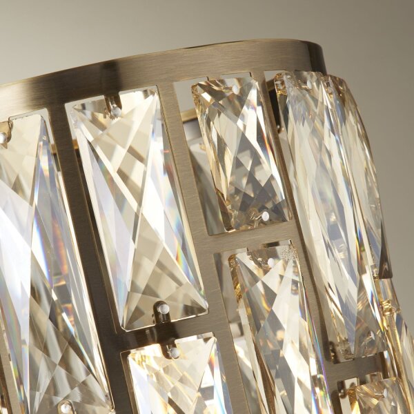 Lampe de table en laiton antique champagne E14 47 cm cristal