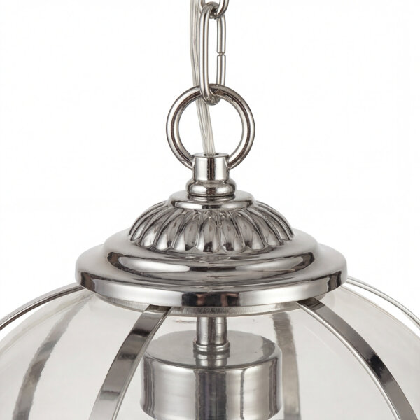 Lampe à suspendre ronde Ø 32 cm Art Nouveau Boule Abat-jour Chrome Clair