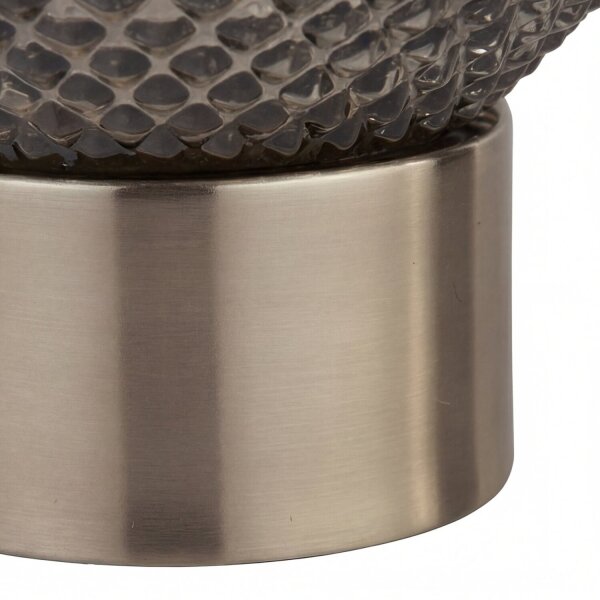 Lampe de table petite H : 17,5 cm Art Déco verre fumé métal