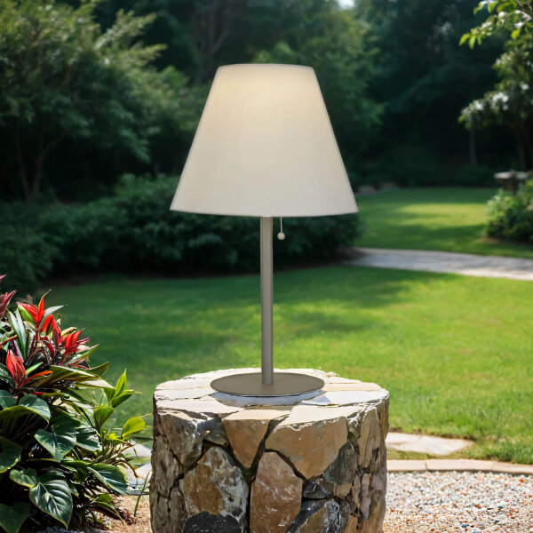 Lampe de table LED solaire extérieure IP44 68 cm en argent blanc 3000 K